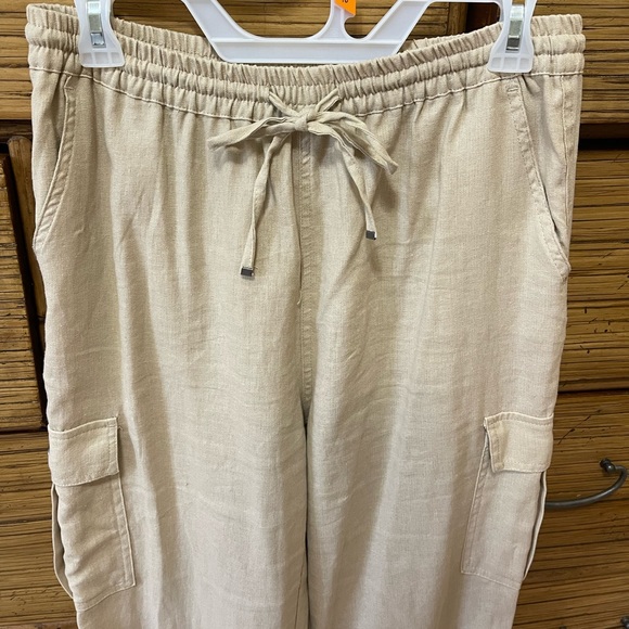 Linen khaki colored joggers - Picture 6 of 7